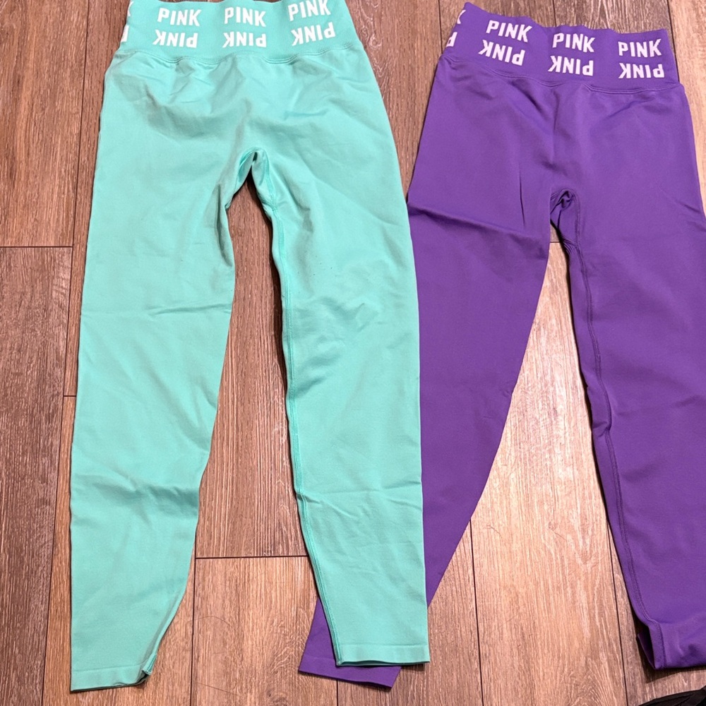 PINK Victoria's Secret Active Leggings - Aqua and Violet Both size Small